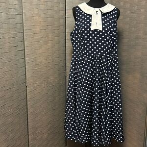 Navy Polka Dot ModCloth Dress 1X